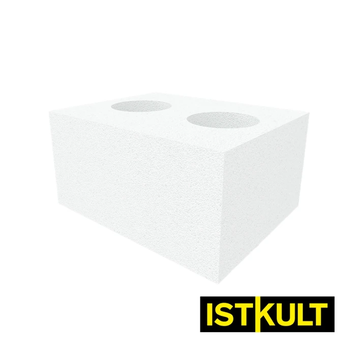 Газобетонный O-блок ISTKULT 250 мм отверстия диаметром 160 мм