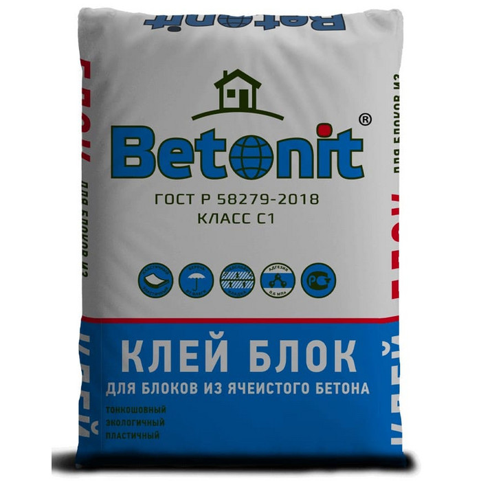 Клей для блоков из ячеистого бетона Betonit BLOCK ГОСТ, 40 кг