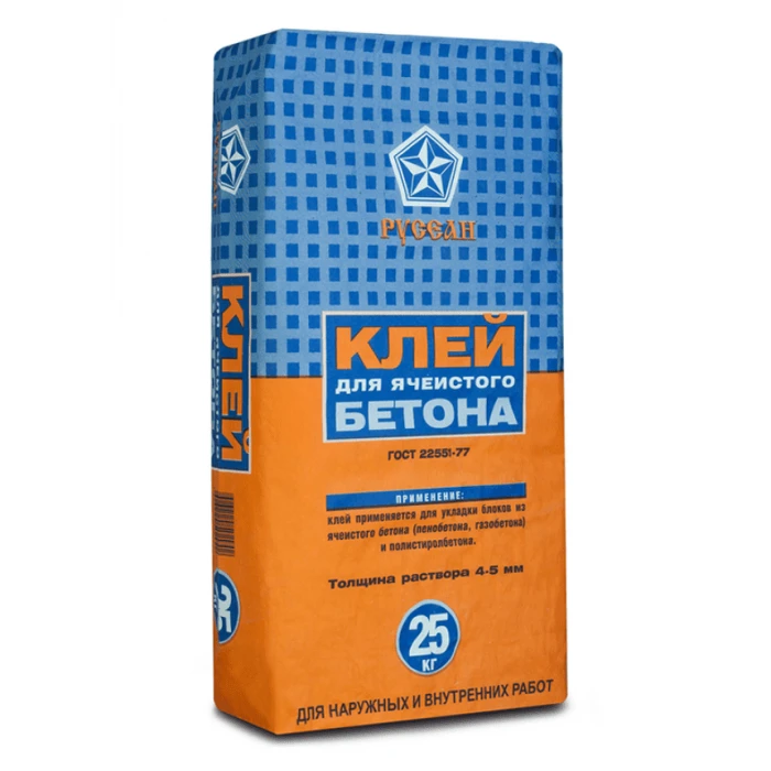 Клей для ячеистого бетона (для пеноблоков) Русеан, 25 кг